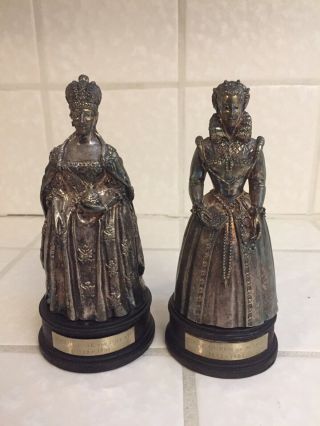 2 Vintage Gorham Bronze Silver Plated Bells Catherine The Great Mary Queen Scots