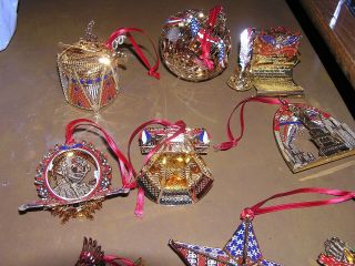 Danbury Patriotic Historical USA 23k Gold Plated 12 Ornament Set 2