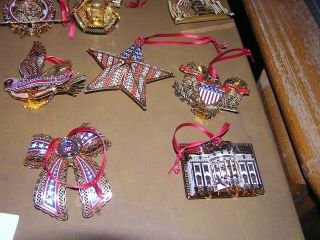 Danbury Patriotic Historical USA 23k Gold Plated 12 Ornament Set 3