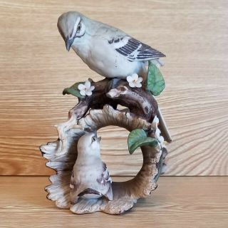 Mockingbirds Figurine By Homco 1979 Masterpiece Porcelain Momma & Baby Bird