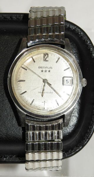 Vintage Benrus Three Star Model 7053 Automatic Wristwatch With Date -
