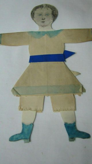 Antique 1800s One Of A Kind Hand Made 3 Dimensional Civil War Era Paper Doll
