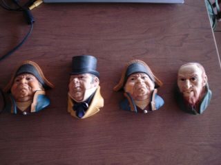 Vintage Bossons Chalkware Head Hand Painted England 2 - Bumble,  Micawber And Fagin