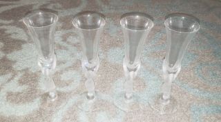 Igor Carl Fabrege Set Of 4 Crystal Kissing Doves Cordial Glasses Made In France