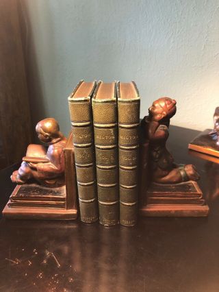 2949 Armor Bronze Bookends - Chinese Children In The Library