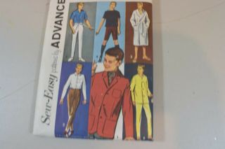 Vintage Ken Doll Patterns for 6 Outfits Sew Easy by Advance 1960 ' s (v719) 3