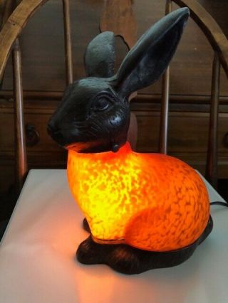 Vintage Bunny Rabbit Night Light Table Lamp Dark Antique Orange