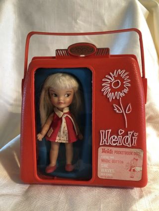 Vintage 1960s Heidi Remco Pocketbook Doll In Red Case