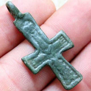 Circa 500 - 700 Ad Byzantine Religious Christian Cross Pendant - Wearable