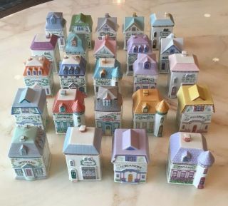 1989 Lenox Village Spice Jars Set Of 24 Porcelain Jars
