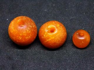 Antique natural Baltic amber stone beads toffee amber 波羅的海琥珀 2