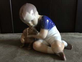 Vintage Bing and Grondahl (B&G) Figurine 1951 ' Boy with Dog ' by I.  P.  Irminger 2