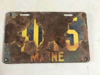 Antique 1913 Maine License Plate Porcelain Enamel 40?5 Me Crispy