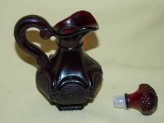 Vintage Avon 1876 Cape Cod Ruby Red Glass 5 Ounce Cruet With Stopper