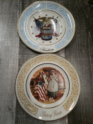 Collectible Avon Betsy Ross And Freedom Patriotic Theme Plates,  1973,  1974