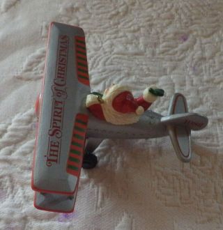 Vintage 1982 The Spirit Of Christmas Santa Claus Biplane Air Christmas Ornament