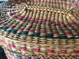 vintage sweetgrass woven basket with lid 4