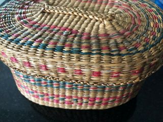 vintage sweetgrass woven basket with lid 5