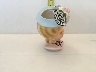 Really Cute Vintage Head Vase.  Young Lady With Flowered Hat Winking. 2