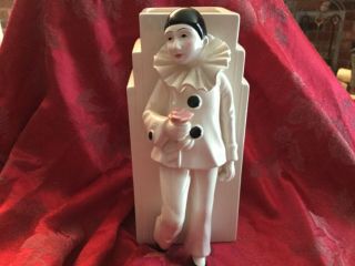 Vintage Taste Setter By Sigma Pierrot Clown Harlequin Vase White & Black Japan