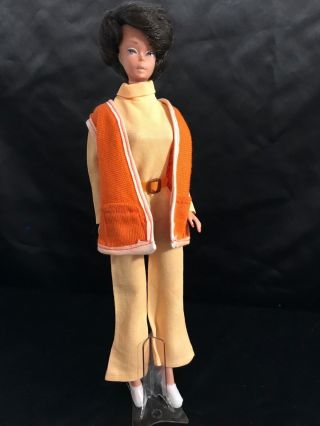 1970 ' s Barbie Clone 4 pc Outfit - Orange VEST Yellow JUMPSUIT SHOES BELT 3