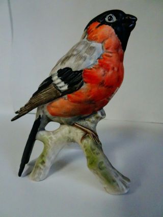 Goebel Bird Figurine Robin on branch 38145.  11 Black head red breast 2