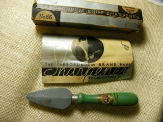 Vintage Antique Carborundum Knife Sharpener No.  66 Blade Stone Package