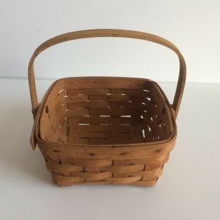 Longaberger Square Basket With Swing Handle,  1988 Vintage,  7¼ Inches,  Signed Gmn