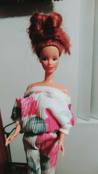Vintage Mattel 1991 Barbie Doll Strawberry Red Hair Adorable Jumpsuit 90 