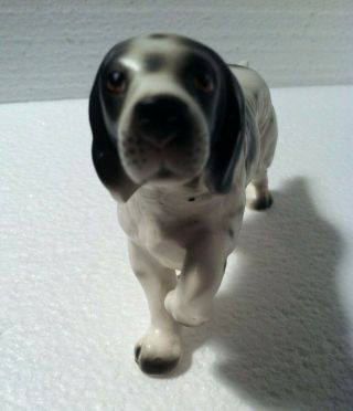 Vintage Black & White Pointer Dog Ceramic Figurine