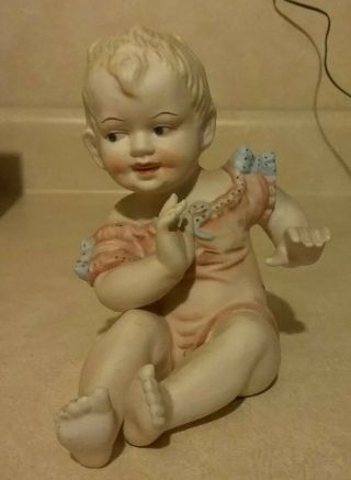 Vintage Large Porcelain Bisque Piano Baby Figurine Lefton?