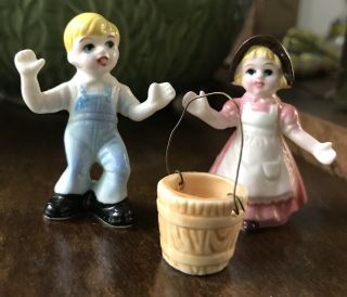 Rare Vintage Mini Miniature Jack And Jill Nursery Rhyme Bone China 3pc Set