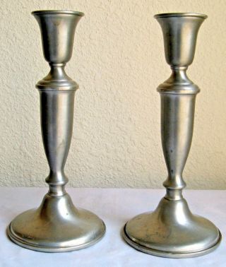 8 1/4 " X 3 3/4 " Empire Weighted Pewter Candle Stick Holders L9