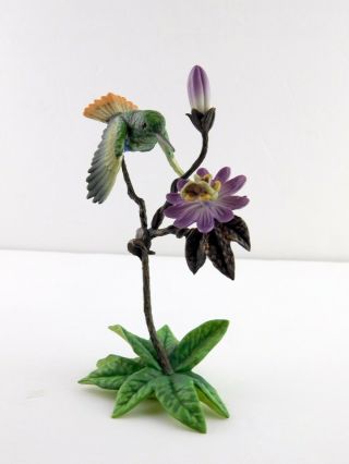 The Franklin Hummingbird Figurine Colorful Puffleg And Passion Flower