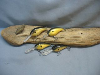Vintage/old Fishing Lures - 4 Antique Baits - Strike King - Black And Gold -