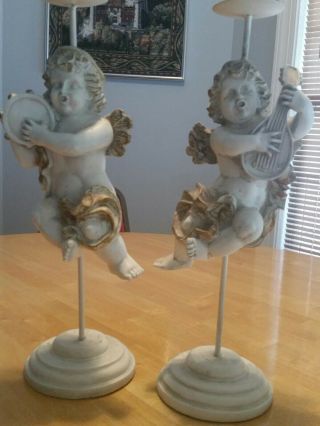 Vintage Cherub Candle Holders With Gold Candlesticks