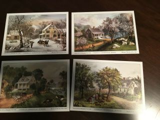 4 Vintage Currier And Ives Lithographs American Homestead The Four Seasons
