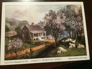 4 Vintage Currier and Ives Lithographs American Homestead The Four Seasons 2