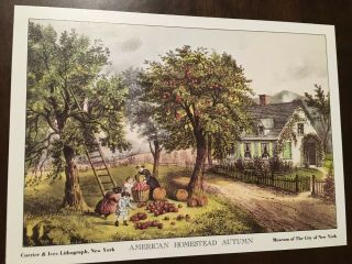 4 Vintage Currier and Ives Lithographs American Homestead The Four Seasons 5
