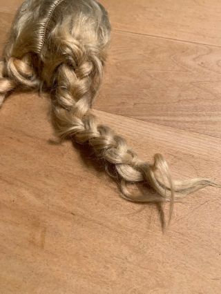 Old Blonde Wig For Antique Doll - unknown Fibers,  Braids 4
