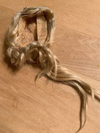 Old Blonde Wig For Antique Doll - unknown Fibers,  Braids 5