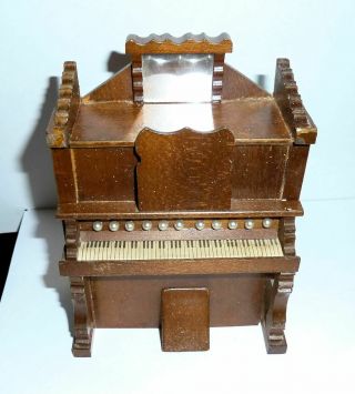 Wood Music Box 1970s Piano Shape Sankyo Movement