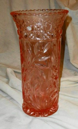 Fabulous Vintage Cut Glass Crystal Pink Vase Flowers 10 1/2 " Tall Wow Look