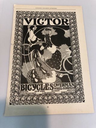 Antique Bicycle Ad,  1890s,  Victor Bicycles