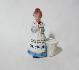 Enesco Blue Prayer Lady Toothpick Holder Vintage Kitchen