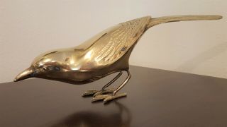 Mockingbird Vintage Brass Large Figurine Sculpture Mid Century