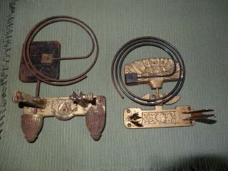 Two Antique Gongs & Bracket For German Regulator Or Box Clock Muschel