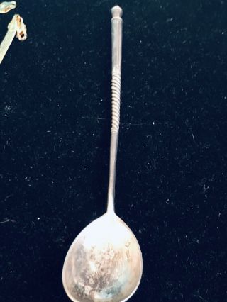 Antique Russian 84 Sterling Etched Back Of Spoon - Twisted Handle 19th.  Cent.