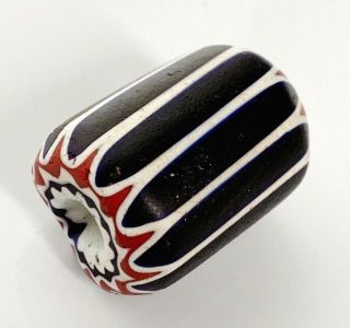 Vintage 6 Layer African Trade Beads Chevron Design Venetian Glass Red Blue White