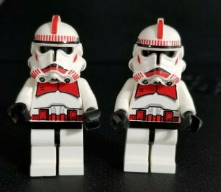 Lego Star Wars Figures,  2 Clone Troopers,  Red,  Vintage,